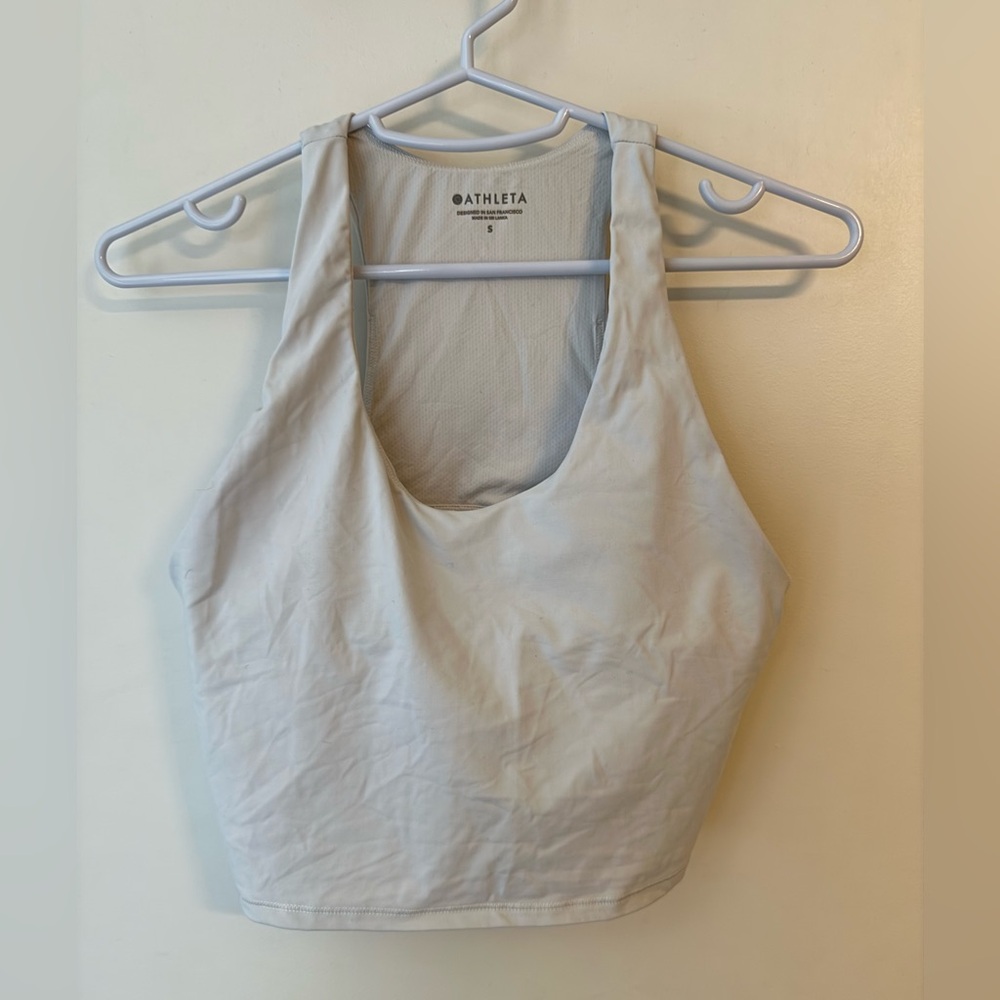 Athleta Ultimate Crop Built in Bra Tank in SuperSonic White